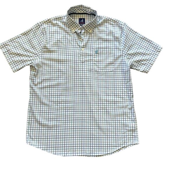 johnnie-O Other - Johnnie-O Polo Shirt Mens Large White Blue Purple Plaid Prep-Formance Stretch